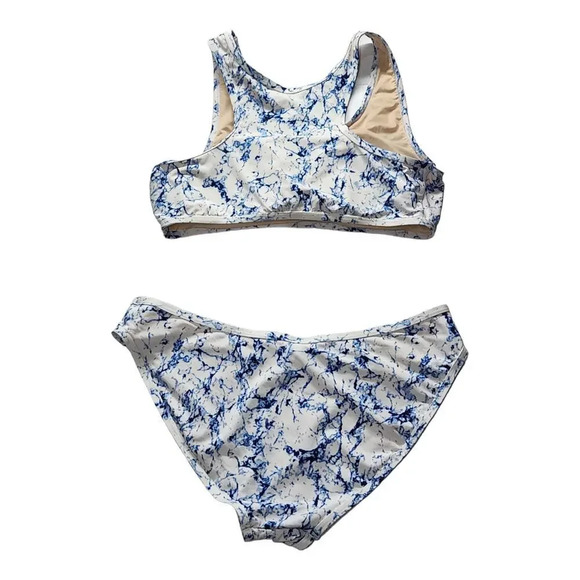 Tart Collection Swim Blue Tie Dye Racerback 2pc Piece Bikini Swimsuit Medium - Picture 3 of 7